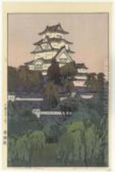 Himeji-jo/himeji Castle-morning, From The Series Sakura Hachidai Oil Painting by Hiroshi Yoshida