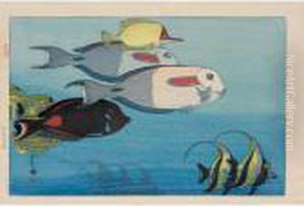 Suizokukan (the Honolulu 
Aquarium); Chugoku No Komachi (small Town In Chugoku); Udaipuru No 
Shimagoten (island Palaces In Udaipur) Oil Painting by Hiroshi Yoshida