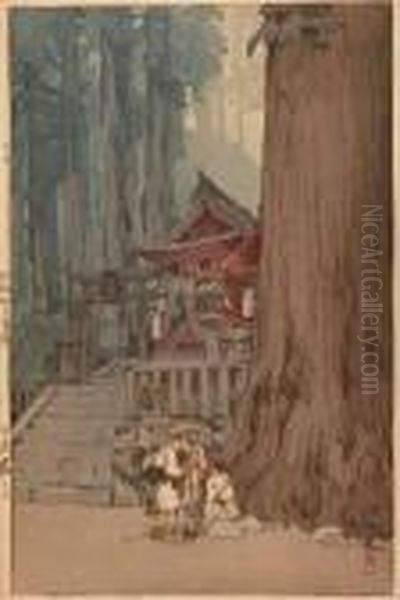 Misty Day In Nikko, Color 
Woodcut, 1937, Pencil Signed In Roman Script Hiroshi Yoshida , Jizuri 
Seal. - Oban: 40.1 X 27 Cm Oil Painting by Hiroshi Yoshida