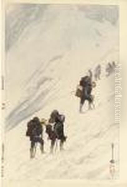 Harinoki Sekkei (snow Valley At 
Harinoki), From The Series Nihon Arupusu Junidai No Uchi (twelve 
Subjects Of The Japan Alps) Oil Painting by Hiroshi Yoshida