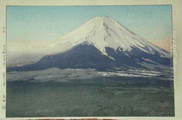 Grand Oban Yoko-e (41 X 27,4 
Cm), Fuji Ju Kei, Dix Vues Du Fuji, L'aube Sur Le Fuji, Vue Du Village 
De Yoshida. Oil Painting by Hiroshi Yoshida