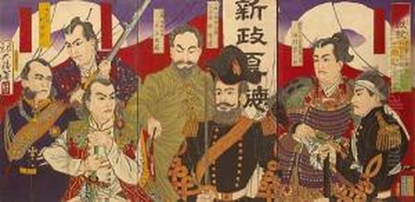 Record Of The Battle Of Kagoshima Insoshu Oil Painting by Tsukioka Yoshitoshi