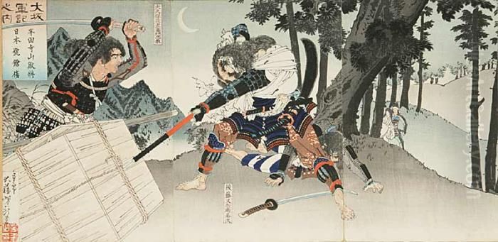 Comprising A Triptych From The Osaka Oil Painting by Tsukioka Yoshitoshi