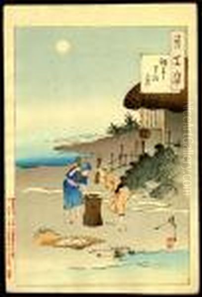 Chofu Village Moon Oil Painting by Tsukioka Yoshitoshi