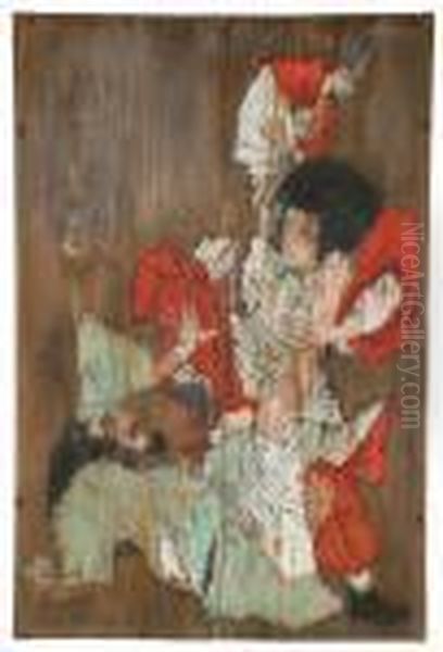 Yamatotakerunomikoto And Kawakamitakeru Oil Painting by Tsukioka Yoshitoshi