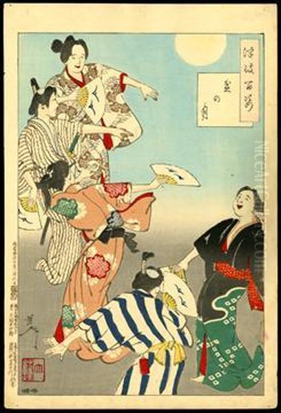 Bon Festival Moon Oil Painting by Tsukioka Yoshitoshi