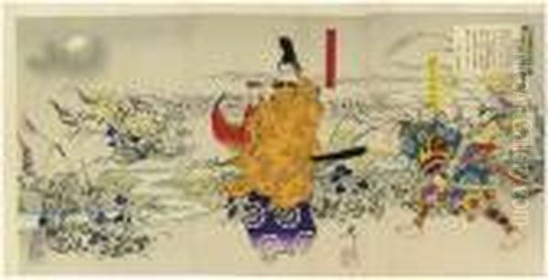 Biden Musha Eiyu Oil Painting by Tsukioka Yoshitoshi