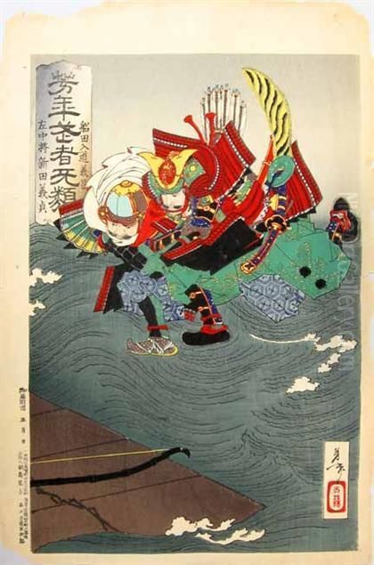 Nitta Yoshisada Oil Painting by Tsukioka Yoshitoshi