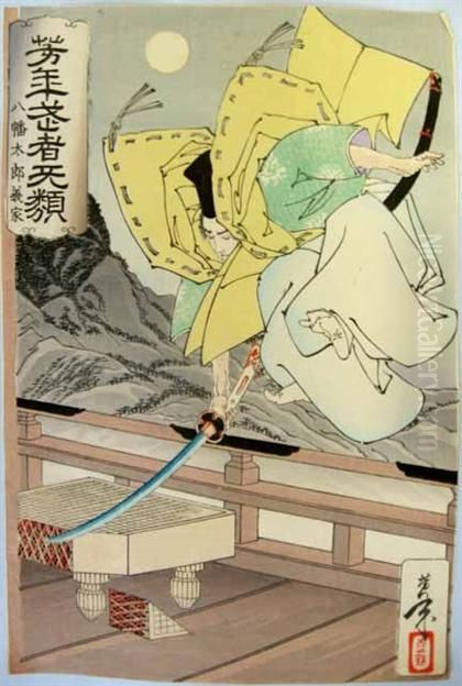 Hachiman Taro Yoshie Oil Painting by Tsukioka Yoshitoshi