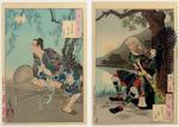 Tsuki Hyakushi (one Hundred Phases Of The Moon) Oil Painting by Tsukioka Yoshitoshi