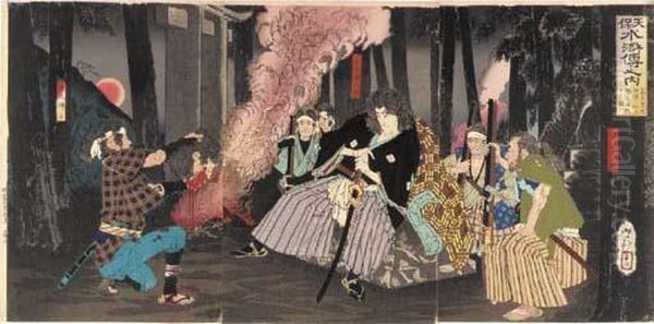 Battle Scenes Oil Painting by Tsukioka Yoshitoshi