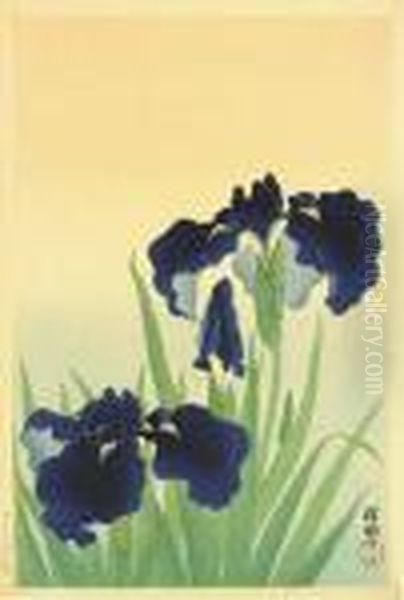 A Triptych Entitled Momotaro Mamemaki No Zu Oil Painting by Tsukioka Yoshitoshi