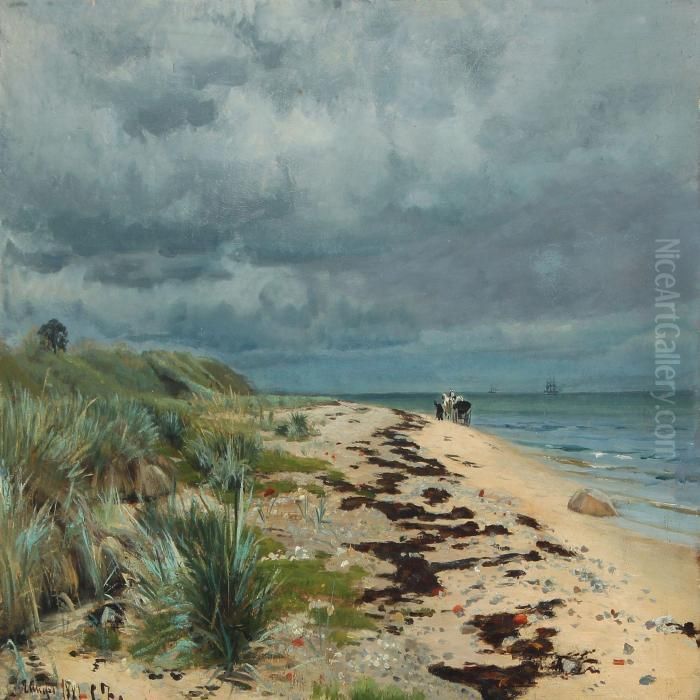 Coastal Scenery With Cart Oil Painting by Christian Zacho