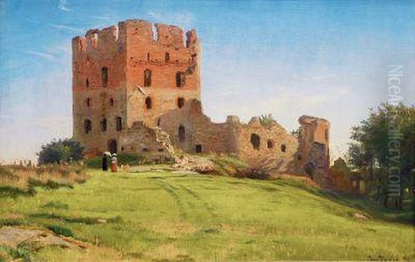 Sommerspaziergang Vor Burg Hammershus Oil Painting by Christian Zacho