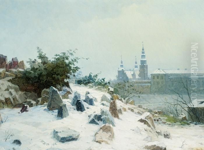 View Of Rosenborg Castle And The
 Danish National Gallery In Copenhagen On A Winter's Day Oil Painting by Christian Zacho