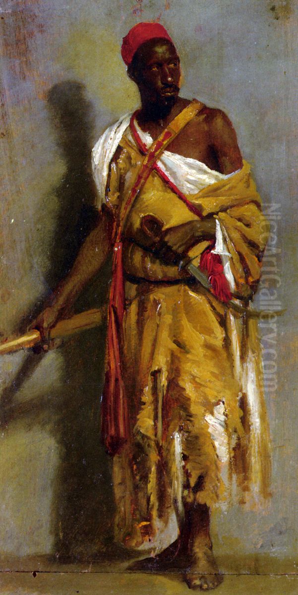 A Morrocan Guard Oil Painting by Stefano Ussi