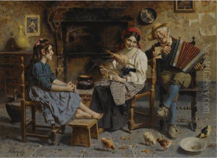 A Musical Serenade Oil Painting by Eugenio Zampighi