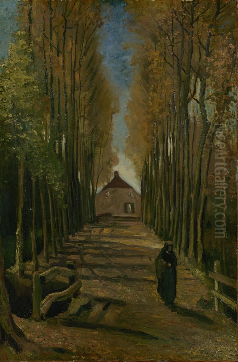 Avenue Of Poplars In Autumn Oil Painting by Vincent Van Gogh