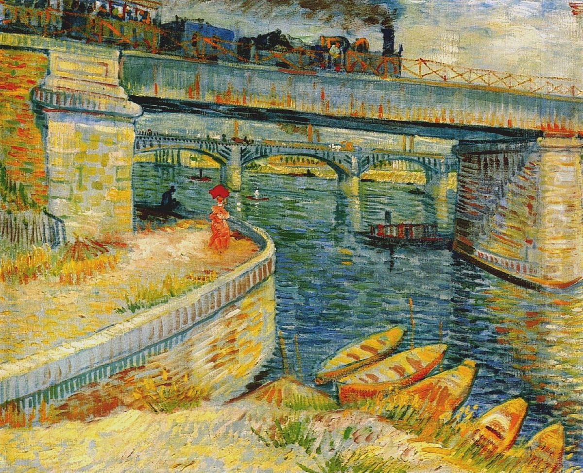 Bridges Across The Seine At Asnieres Oil Painting by Vincent Van Gogh