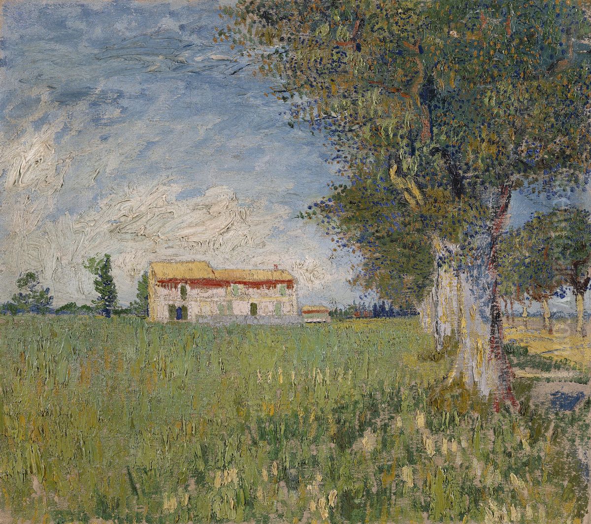 Farmhouse In A Wheat Field Oil Painting by Vincent Van Gogh