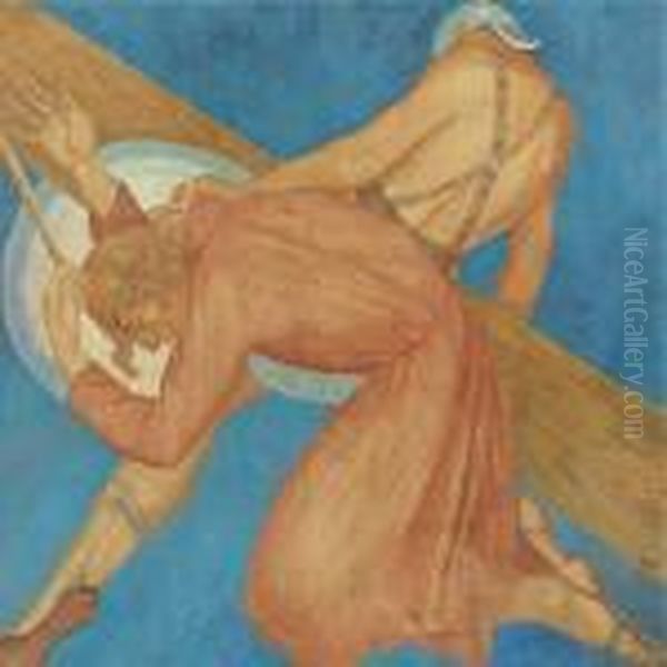 La Caida Del Senor En El Camino De La Cruz Oil Painting by Angel Zarraga Arguelles