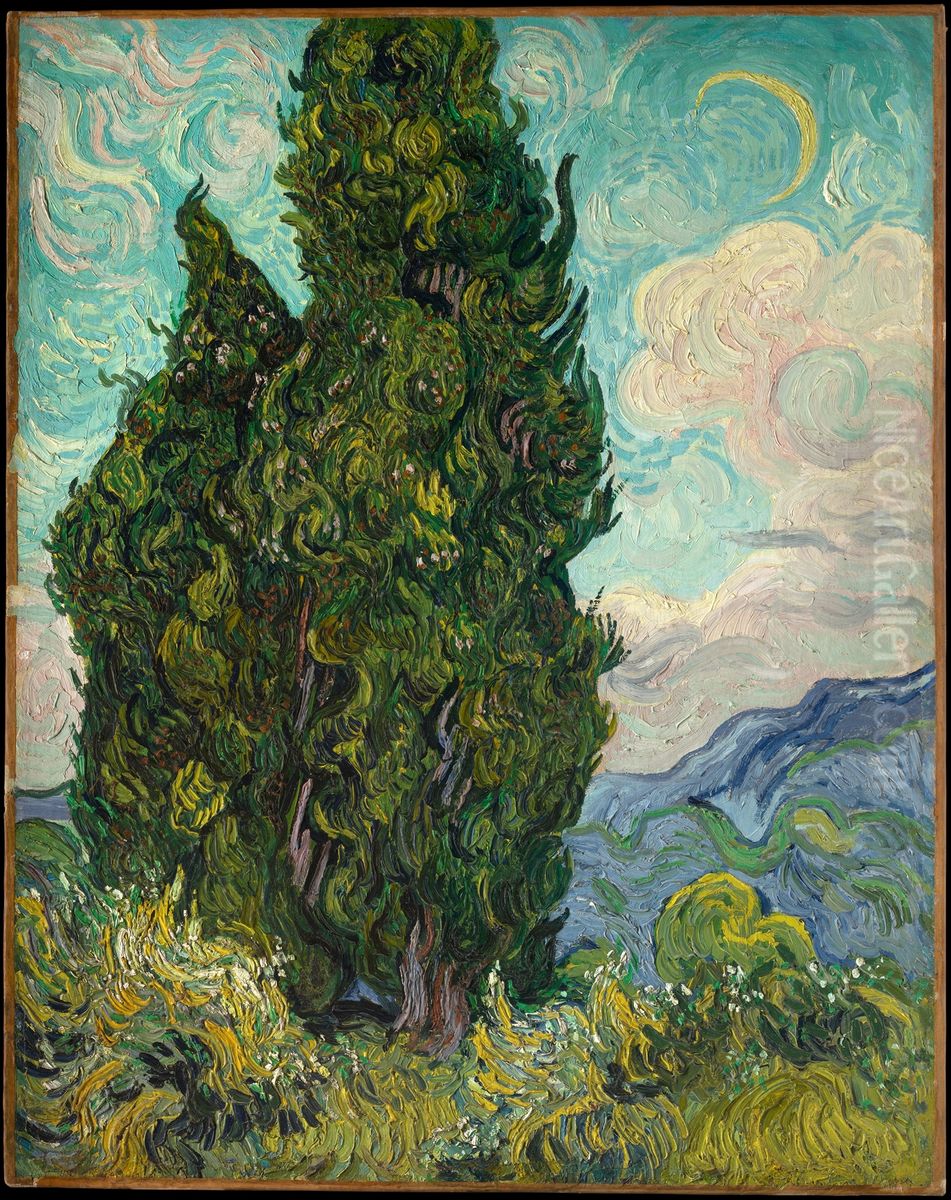 Cypresses Oil Painting by Vincent Van Gogh