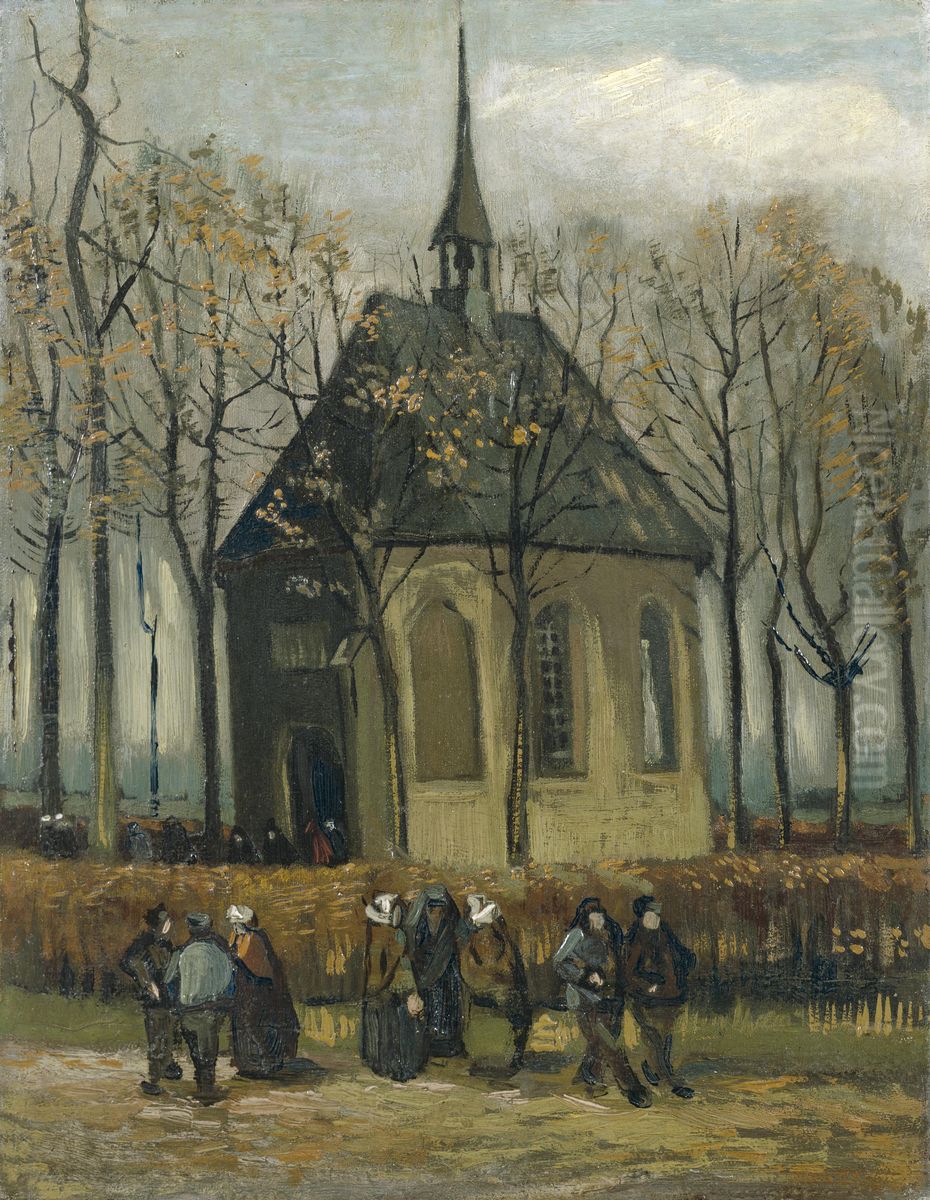 Congregation Leaving The Reformed Church In Nuenen Oil Painting by Vincent Van Gogh