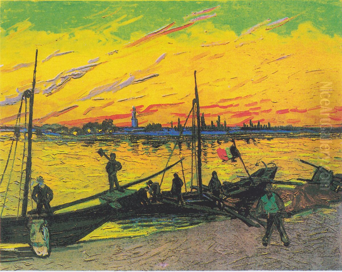 Coal Barges Oil Painting by Vincent Van Gogh