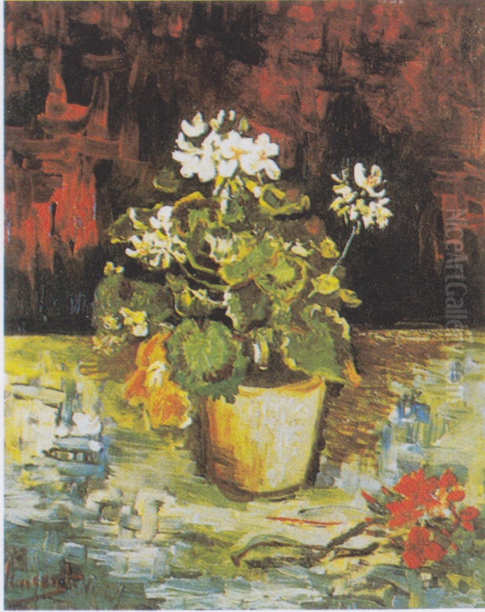 Geranium In A Flowerpot Oil Painting by Vincent Van Gogh