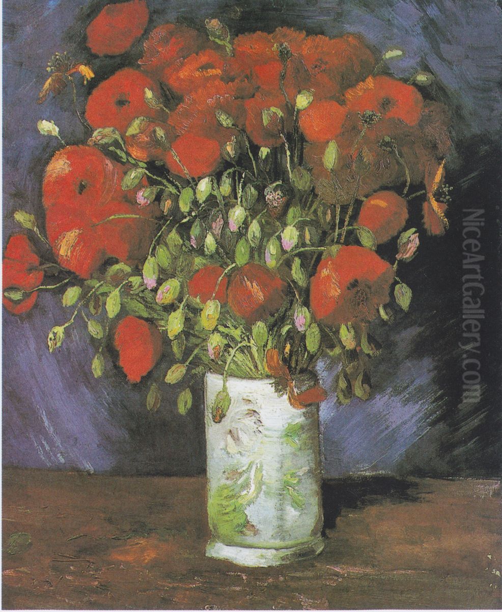 Vase With Red Poppies Oil Painting by Vincent Van Gogh