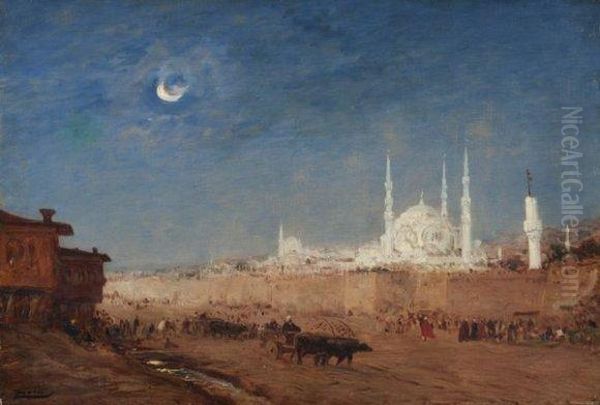 Attelages Devant Sainte-sophie, Constantinople Oil Painting by Felix Ziem