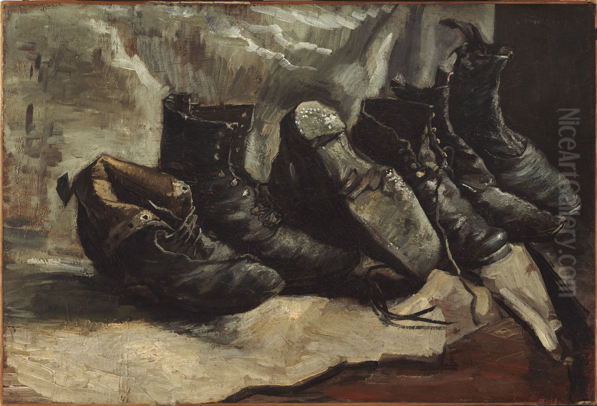 Three Pairs Of Shoes Oil Painting by Vincent Van Gogh