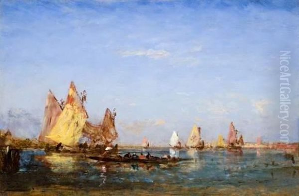 Voiliers Et Gondoles A Venise Oil Painting by Felix Ziem