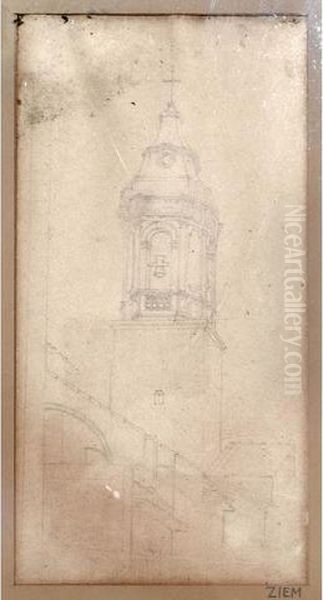 Clocher D'une Eglise Oil Painting by Felix Ziem