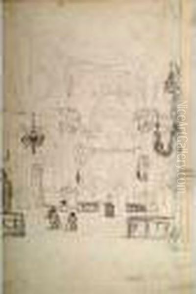 L Interieur De L Eglise Berico A
 Venise Dessin Au Crayon. Trace De Z En Bas A Droite. 24.50 X 16.50 Cm Oil Painting by Felix Ziem