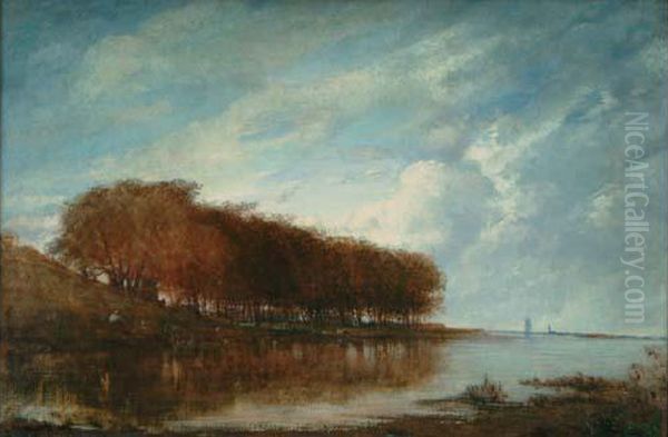 Vue De Hollande, Les Bords De La
 Meuse A Dordrecht (ou Les Bords De L'escault A Anvers ?) Oil Painting by Felix Ziem