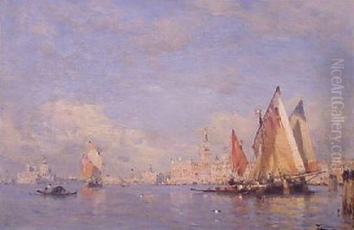 Fishing Boats In The Bacino Venice
Bears Signature (lr), Numbered Oil Painting by Felix Ziem