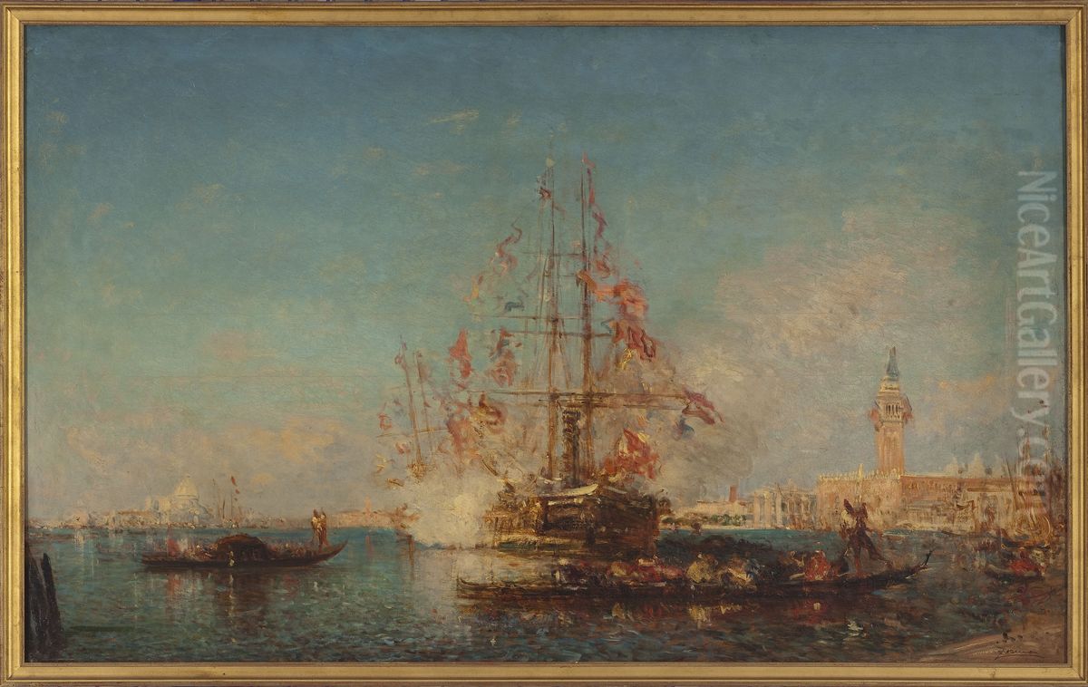 Le Coup De Canon Oil Painting by Felix Ziem