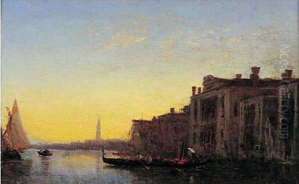 Venise, Gondole Sur Le Grand Canal Oil Painting by Felix Ziem