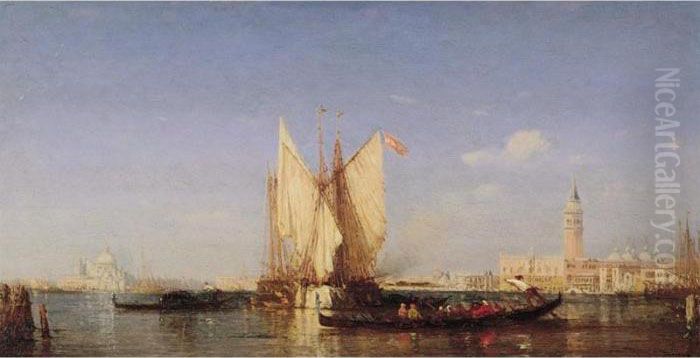 Topi-pecheurs Et Gondoles, Bassin De Saint Marc Oil Painting by Felix Ziem