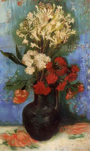 Vase With Carnations And Other Flowers Oil Painting by Vincent Van Gogh