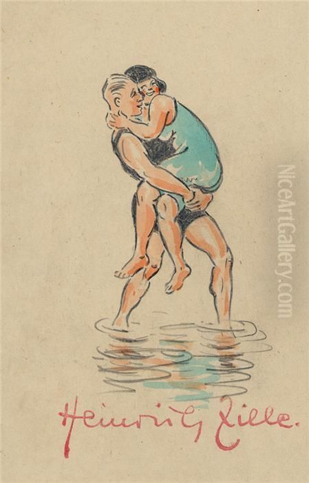 Suse Lasten Oil Painting by Heinrich Zille