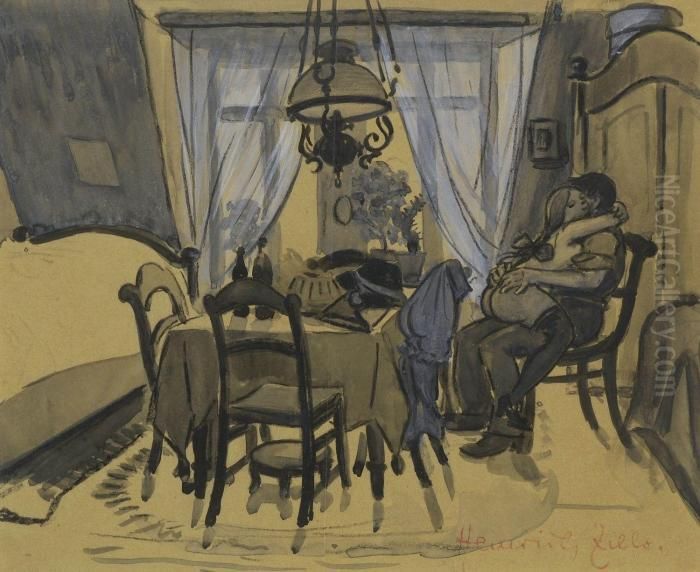 Geburtstag Oil Painting by Heinrich Zille