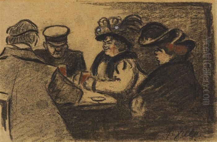 Im Wirtshaus Oil Painting by Heinrich Zille