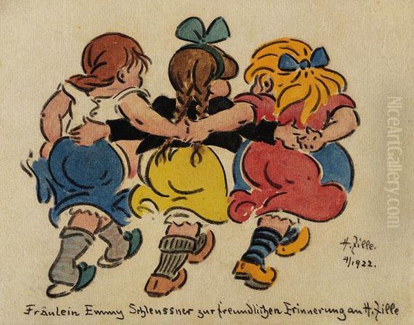 Drei Goren Oil Painting by Heinrich Zille