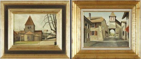 Eglise Et Village Oil Painting by August Albert Zimmermann