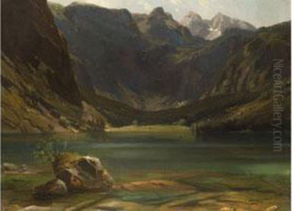 Alpensee
 Ol Auf Leinwand. Oil Painting by August Albert Zimmermann
