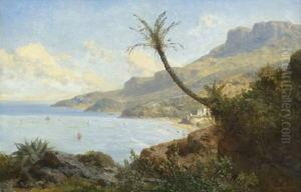 Sudliche
 Kustenlandschaft. Oil Painting by August Albert Zimmermann