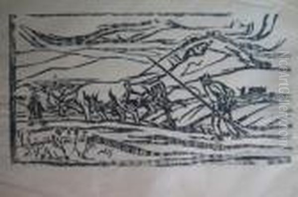 Scene De Labour En Auvergne Oil Painting by Jules Emile Zingg