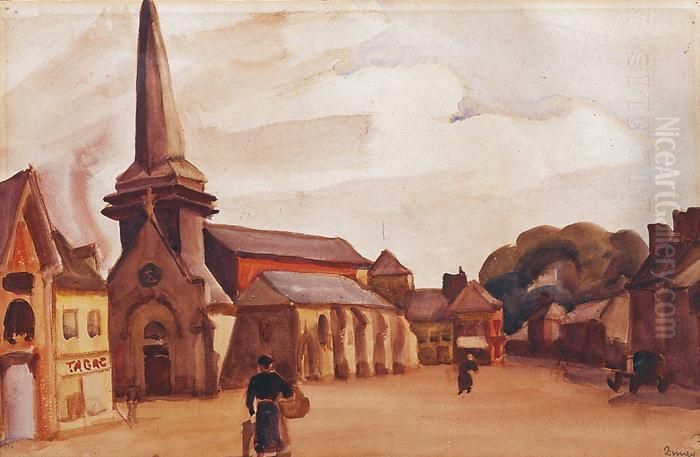 Leglise Du Village Oil Painting by Jules Emile Zingg